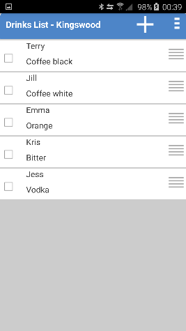 Drinks List